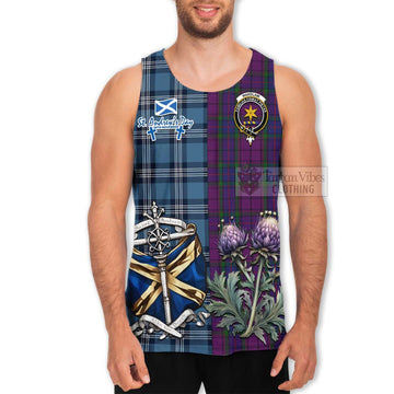 Tartan Vibes Clothing Wardlaw Tartan Men's Tank Top Happy St. Andrew's Day Half Tartan Style
