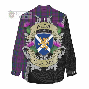 Tartan Vibes Clothing Wardlaw Tartan Family Crest Women's Casual Shirt Lion Rampant Royal Thistle Shield Celtic Inspired
