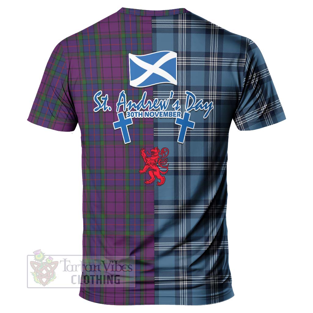 Wardlaw Tartan T-Shirt Happy St. Andrew's Day Half Tartan Style - Tartan Vibes Clothing