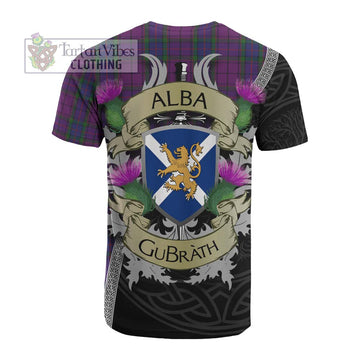 Wardlaw Tartan Family Crest Cotton T-shirt Lion Rampant Royal Thistle Shield Celtic Inspired