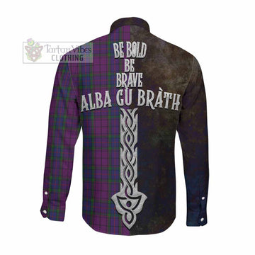 Wardlaw Tartan Family Crest Long Sleeve Button Shirt Alba Gu Brath Be Brave Lion Ancient Style
