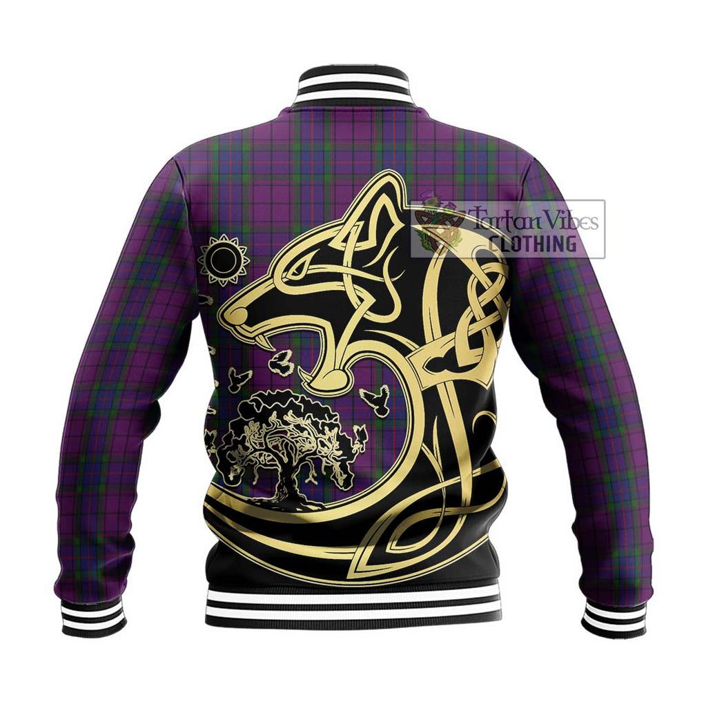 Wardlaw Tartan Baseball Jacket with Family Crest Celtic Wolf Style - Tartan Vibes Clothing
