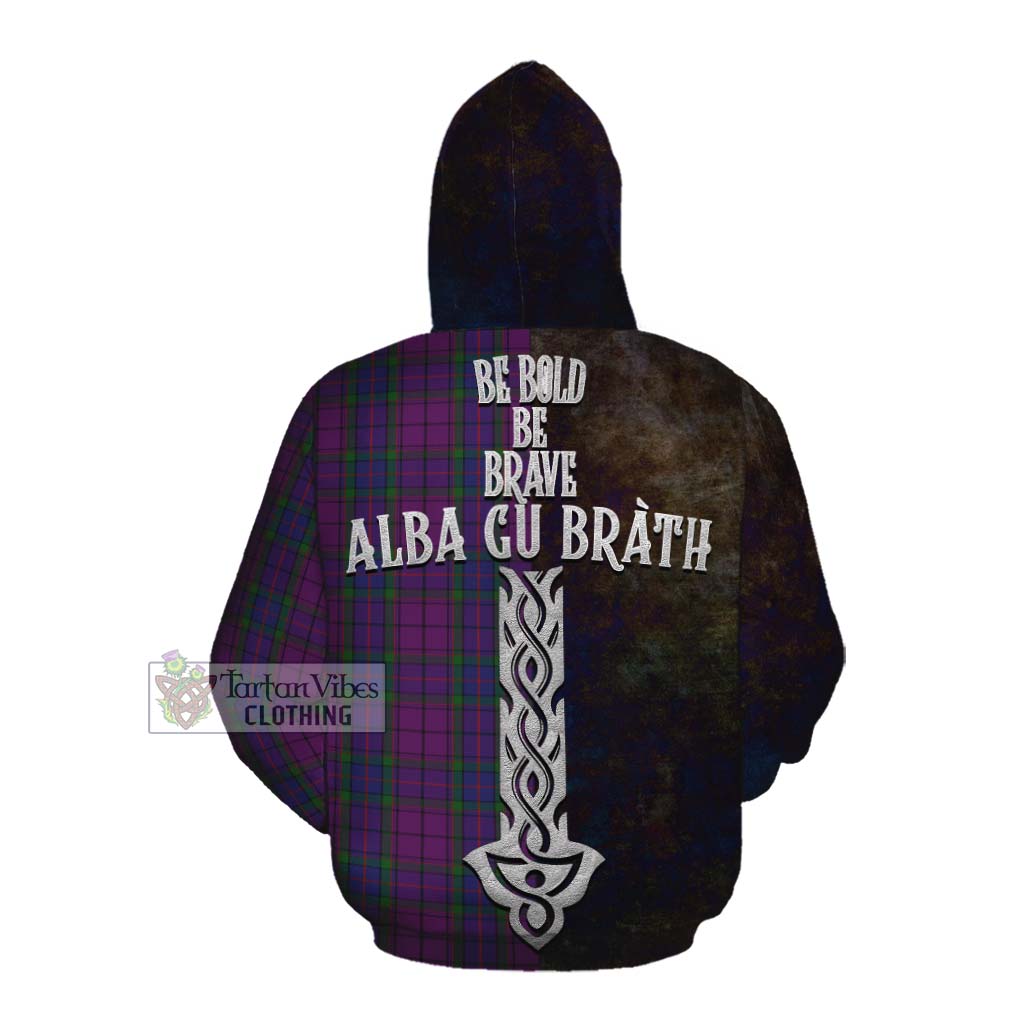 Tartan Vibes Clothing Wardlaw Tartan Family Crest Cotton Hoodie Alba Gu Brath Be Brave Lion Ancient Style