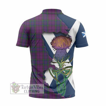 Wardlaw Tartan Family Crest Zipper Polo Shirt Scottish Thistle Celtic Inspired