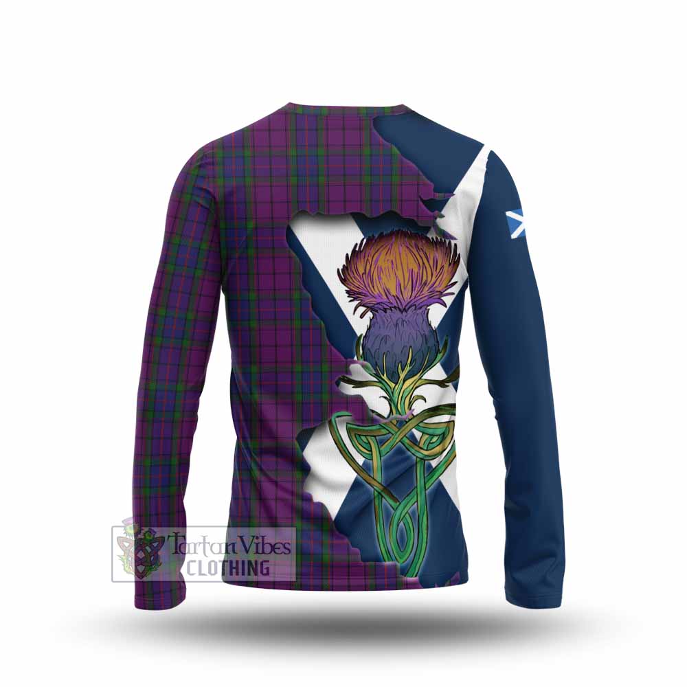 Tartan Vibes Clothing Wardlaw Tartan Family Crest Long Sleeve T-Shirt Scottish Thistle Celtic Inspired