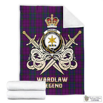 Wardlaw Tartan Blanket with Clan Crest and the Golden Sword of Courageous Legacy