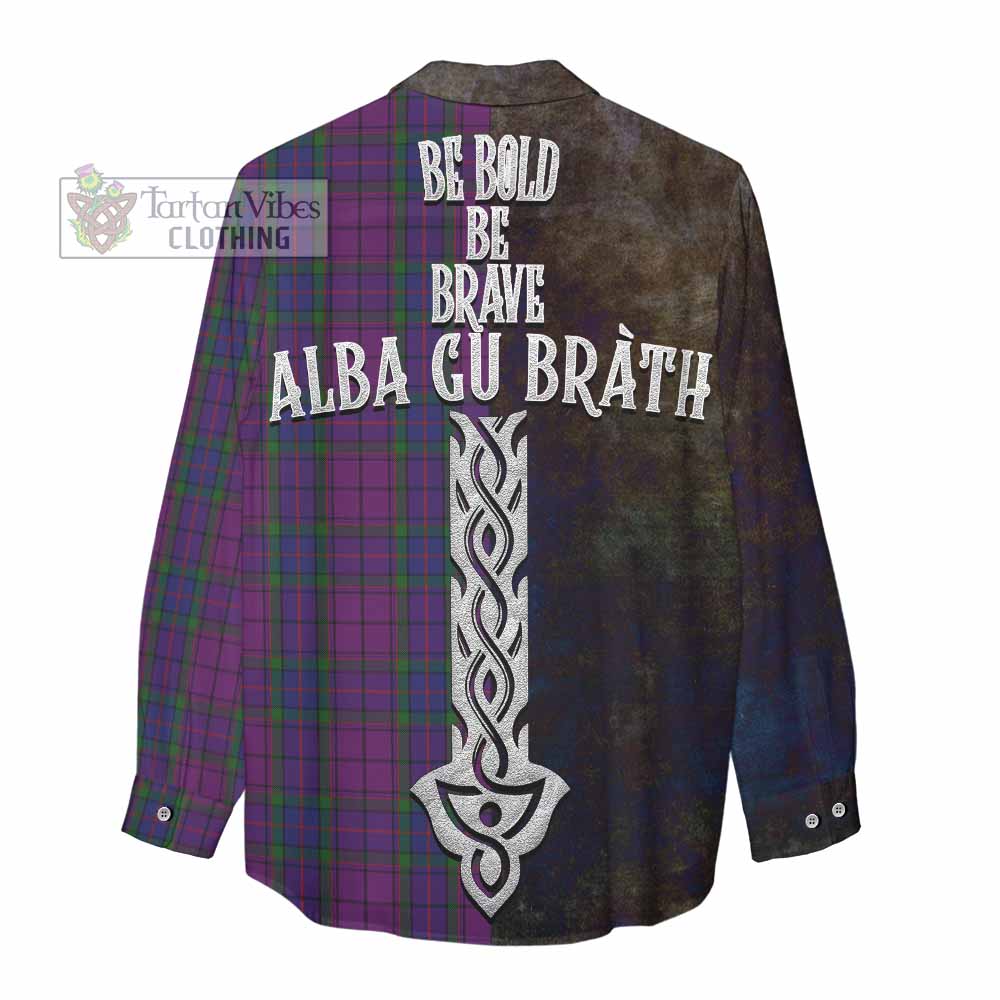 Tartan Vibes Clothing Wardlaw Tartan Family Crest Women's Casual Shirt Alba Gu Brath Be Brave Lion Ancient Style
