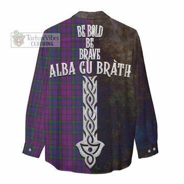 Tartan Vibes Clothing Wardlaw Tartan Family Crest Women's Casual Shirt Alba Gu Brath Be Brave Lion Ancient Style