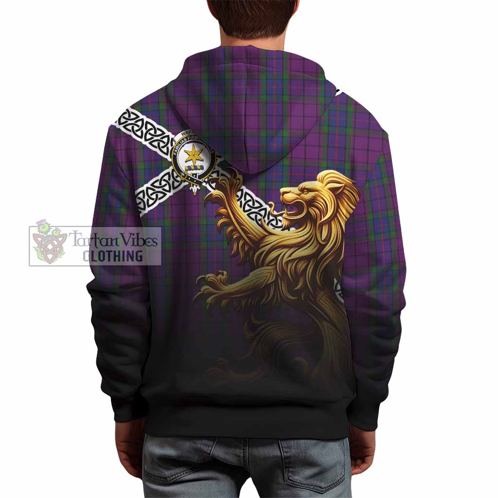 Tartan Vibes Clothing Wardlaw Crest Tartan Hoodie with Golden Lion Emblem Celtic Style