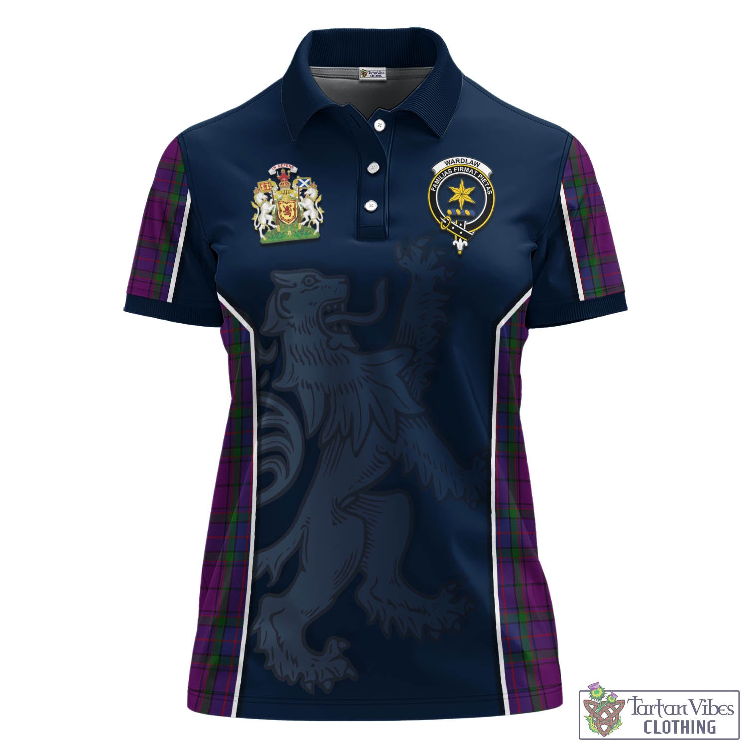 Tartan Vibes Clothing Wardlaw Tartan Women's Polo Shirt with Family Crest and Lion Rampant Vibes Sport Style