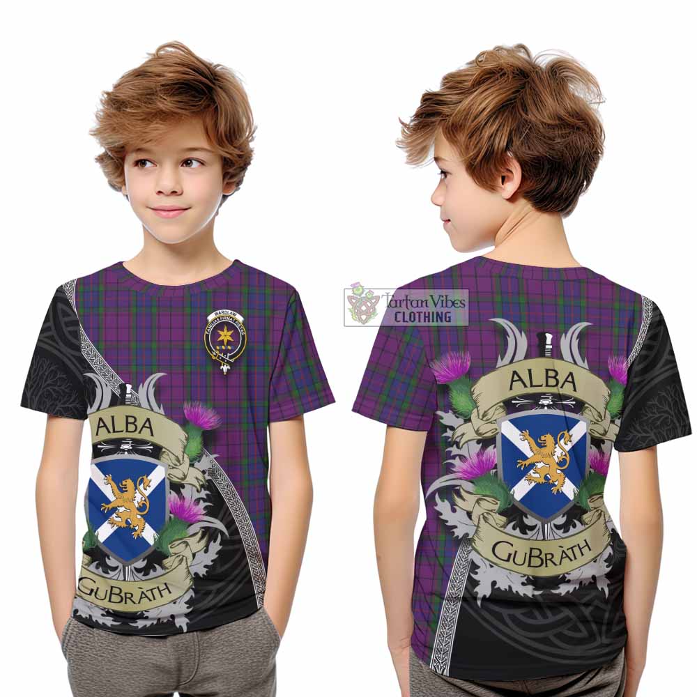 Tartan Vibes Clothing Wardlaw Tartan Family Crest Kid T-Shirt Lion Rampant Royal Thistle Shield Celtic Inspired