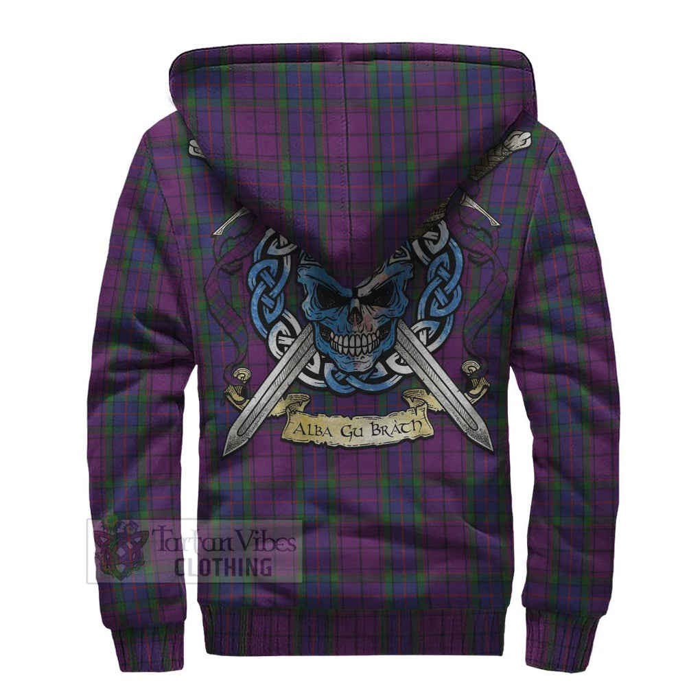 Tartan Vibes Clothing Wardlaw Tartan Sherpa Hoodie with Family Crest Celtic Skull Style