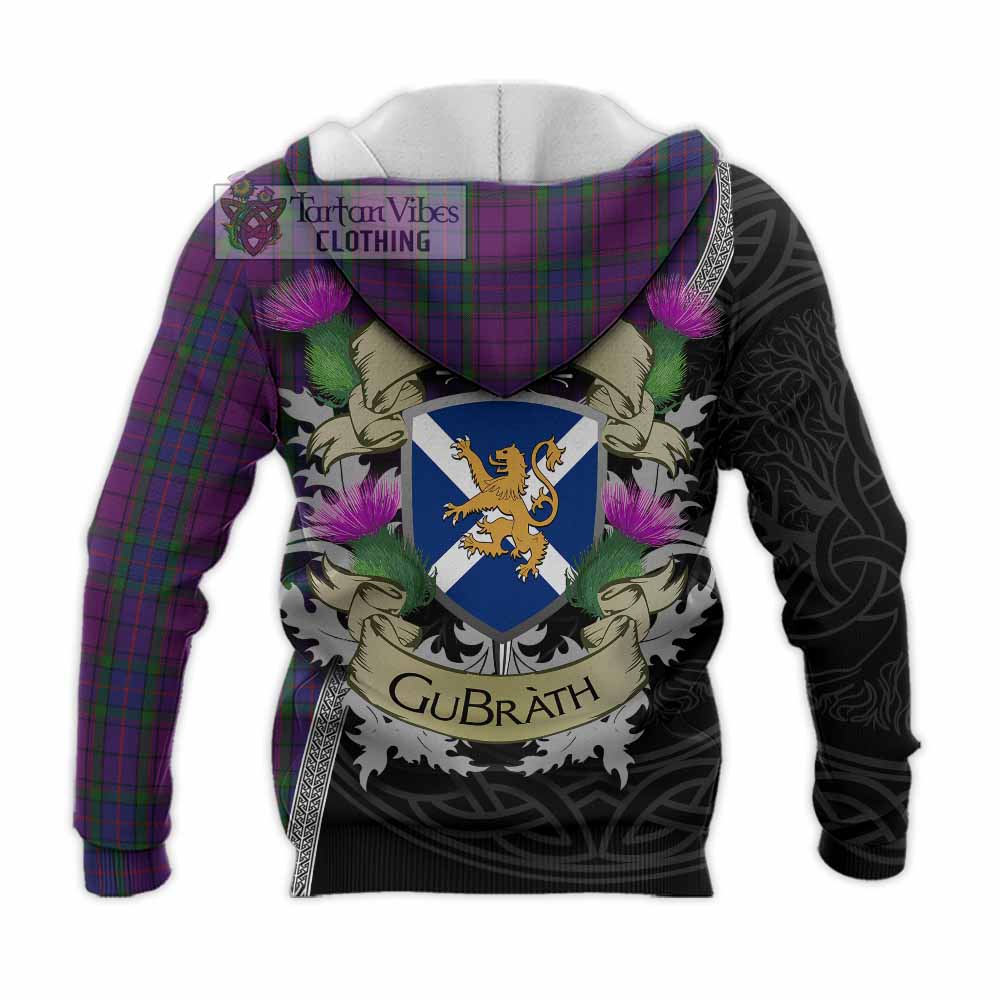 Tartan Vibes Clothing Wardlaw Tartan Family Crest Knitted Hoodie Lion Rampant Royal Thistle Shield Celtic Inspired