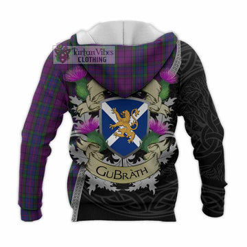 Tartan Vibes Clothing Wardlaw Tartan Family Crest Knitted Hoodie Lion Rampant Royal Thistle Shield Celtic Inspired