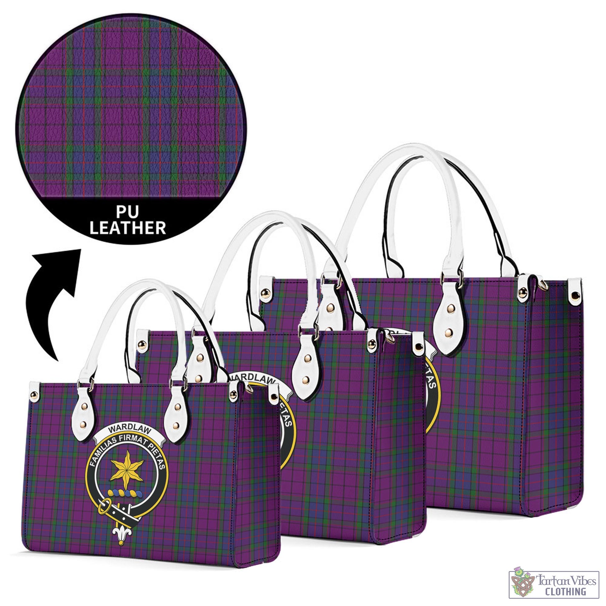 Tartan Vibes Clothing Wardlaw Tartan Luxury Leather Handbags with Family Crest