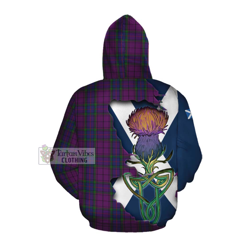 Tartan Vibes Clothing Wardlaw Tartan Family Crest Cotton Hoodie Scottish Thistle Celtic Inspired