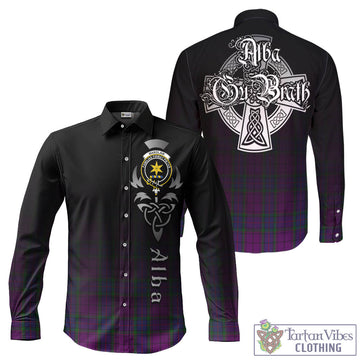 Tartan Vibes Clothing Wardlaw Tartan Long Sleeve Button Up Featuring Alba Gu Brath Family Crest Celtic Inspired