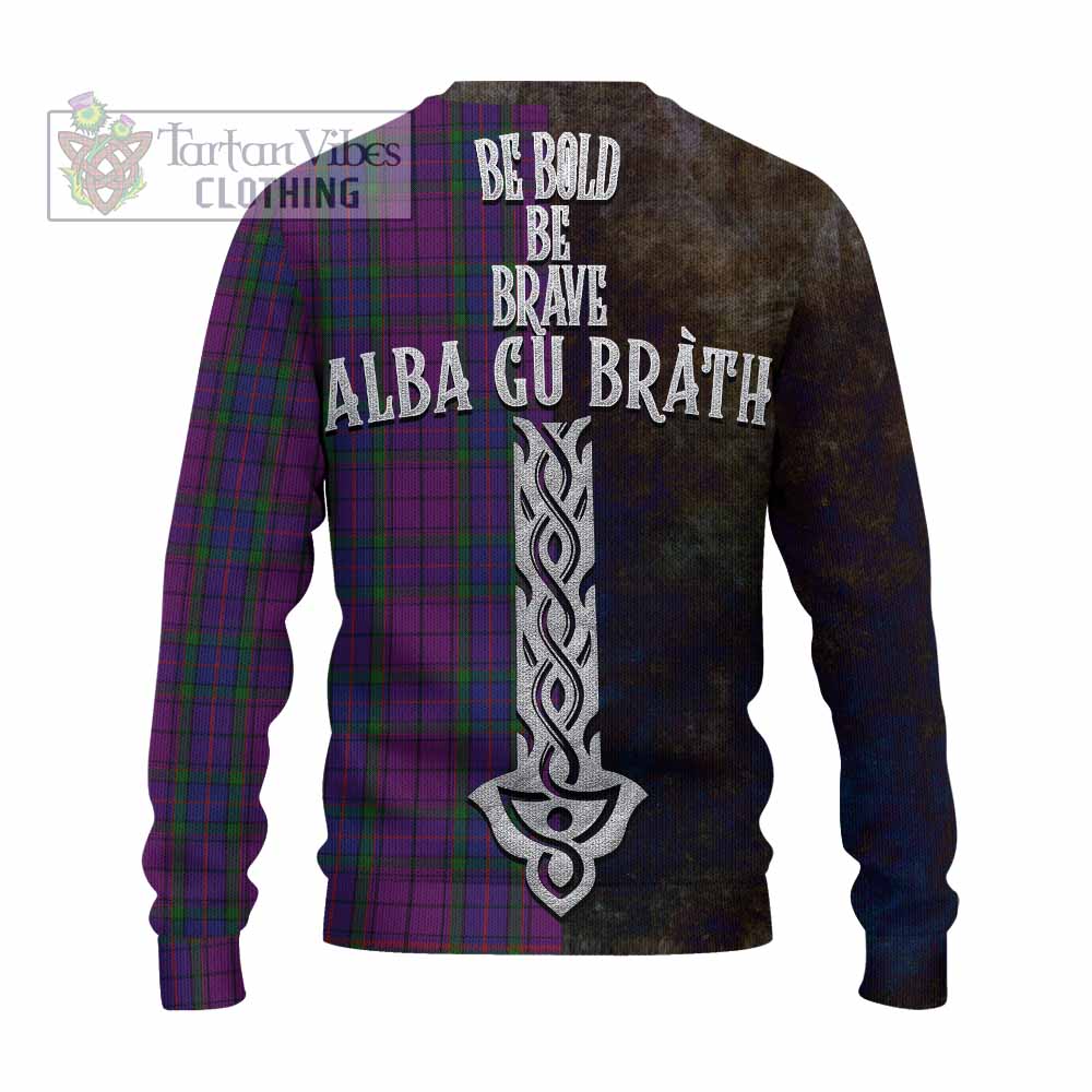 Tartan Vibes Clothing Wardlaw Tartan Family Crest Knitted Sweater Alba Gu Brath Be Brave Lion Ancient Style