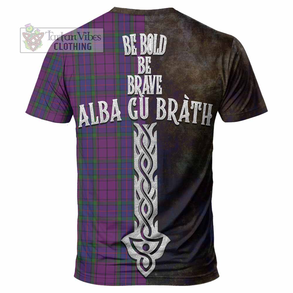 Tartan Vibes Clothing Wardlaw Tartan Family Crest T-Shirt Alba Gu Brath Be Brave Lion Ancient Style