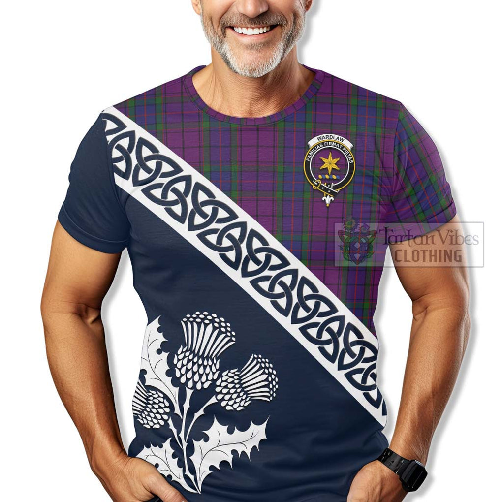 Wardlaw Tartan T-Shirt Featuring Thistle and Scotland Map - Tartanvibesclothing Store