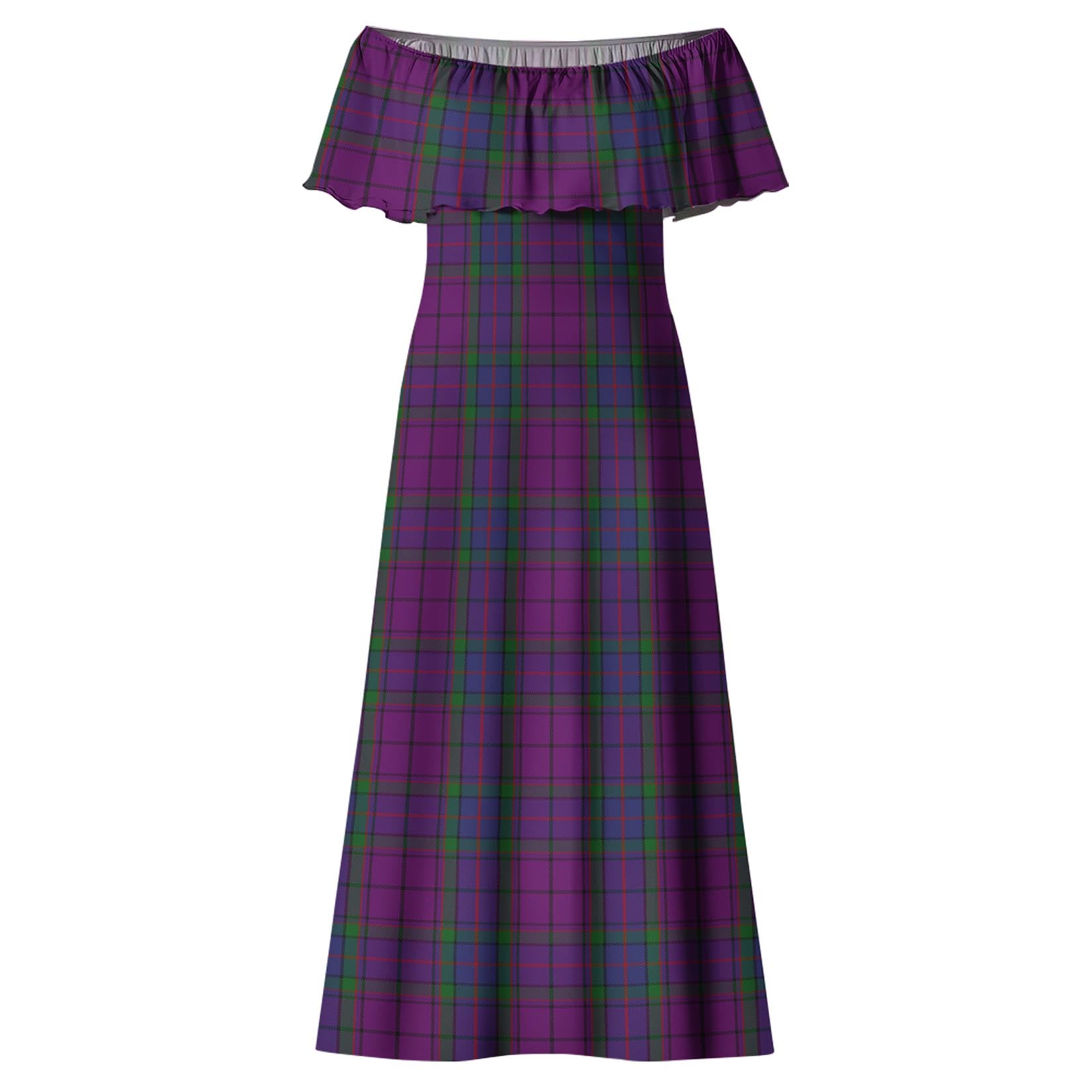 Wardlaw Tartan Off Shoulder Long Dress - Tartanvibesclothing
