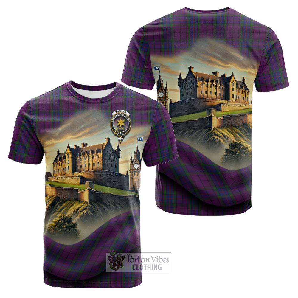 Tartan Vibes Clothing Wardlaw Tartan Family Crest Cotton T-shirt with Scottish Ancient Castle Style