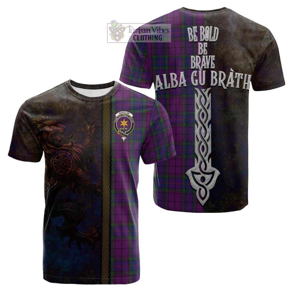 Tartan Vibes Clothing Wardlaw Tartan Family Crest Cotton T-shirt Alba Gu Brath Be Brave Lion Ancient Style
