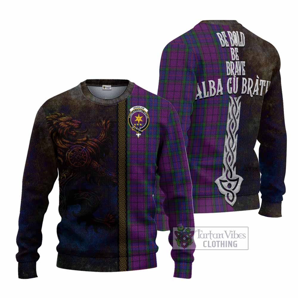Tartan Vibes Clothing Wardlaw Tartan Family Crest Knitted Sweater Alba Gu Brath Be Brave Lion Ancient Style