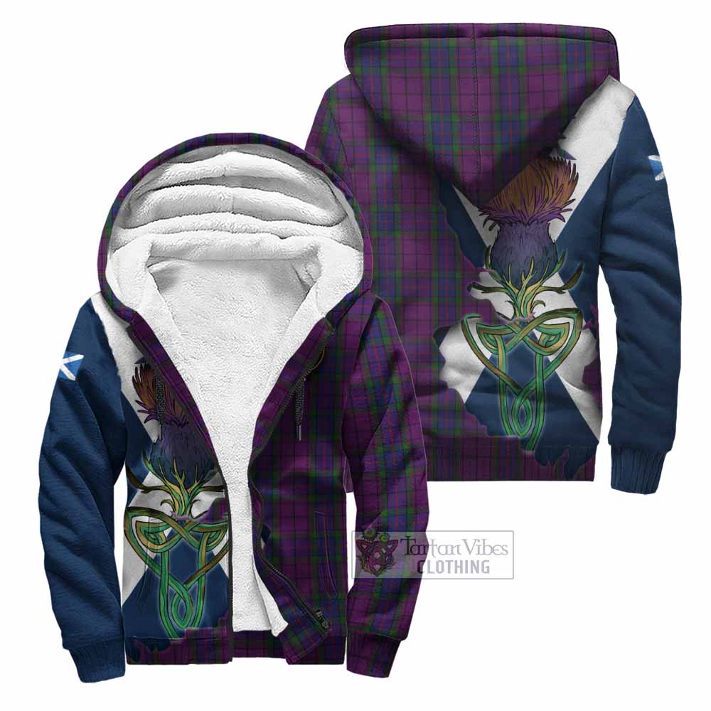 Tartan Vibes Clothing Wardlaw Tartan Family Crest Sherpa Hoodie Scottish Thistle Celtic Inspired