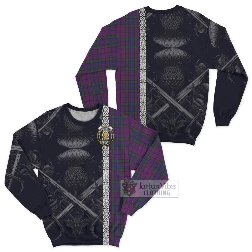 Tartan Vibes Clothing Wardlaw Tartan Sweatshirt with Family Crest Cross Sword Thistle Celtic Vibes