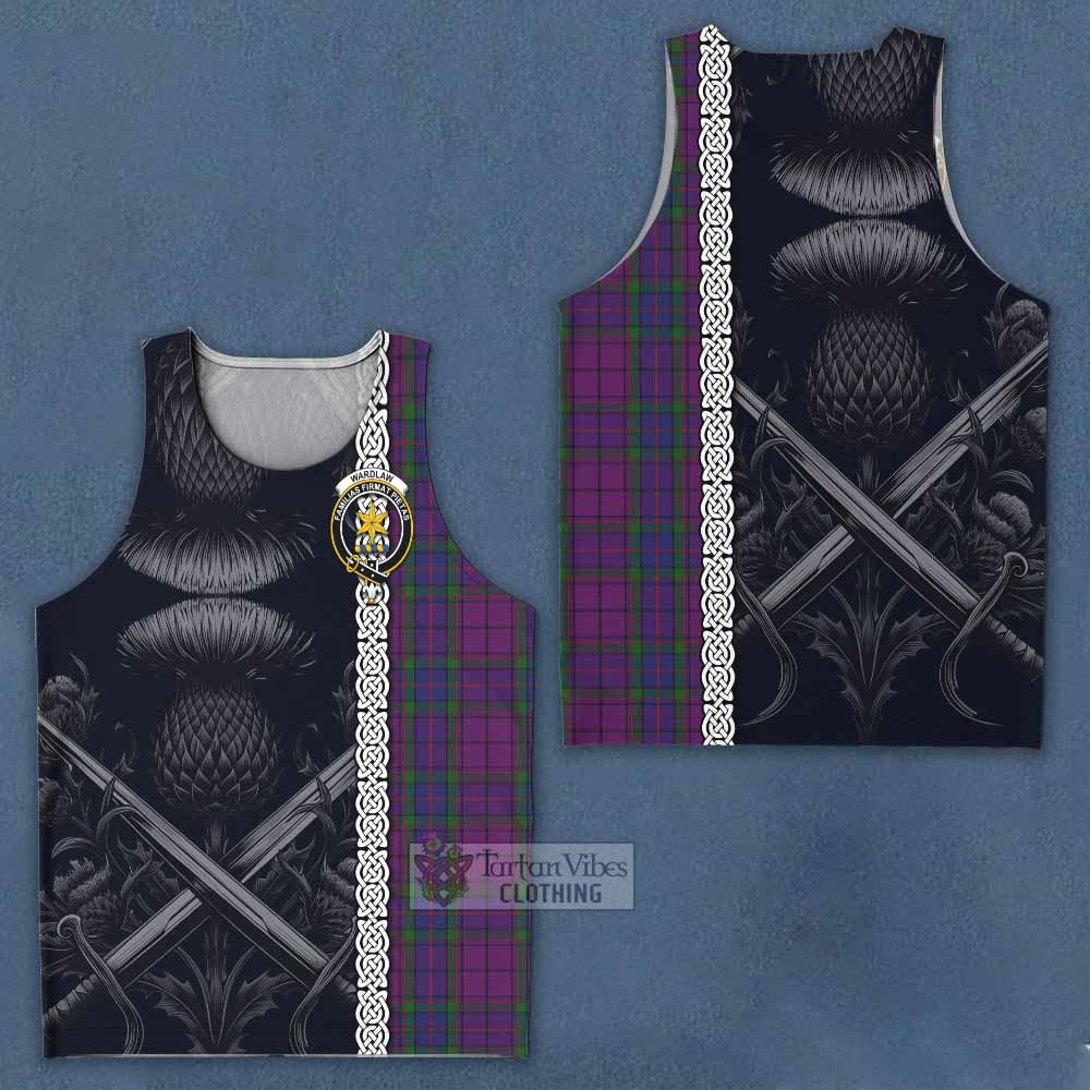 Tartan Vibes Clothing Wardlaw Tartan Men's Tank Top with Family Crest Cross Sword Thistle Celtic Vibes