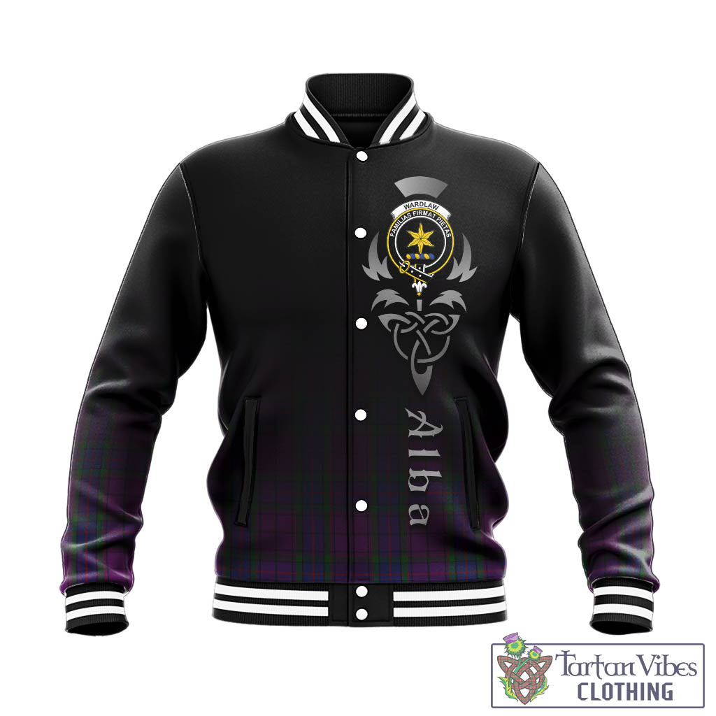 Tartan Vibes Clothing Wardlaw Tartan Baseball Jacket Featuring Alba Gu Brath Family Crest Celtic Inspired