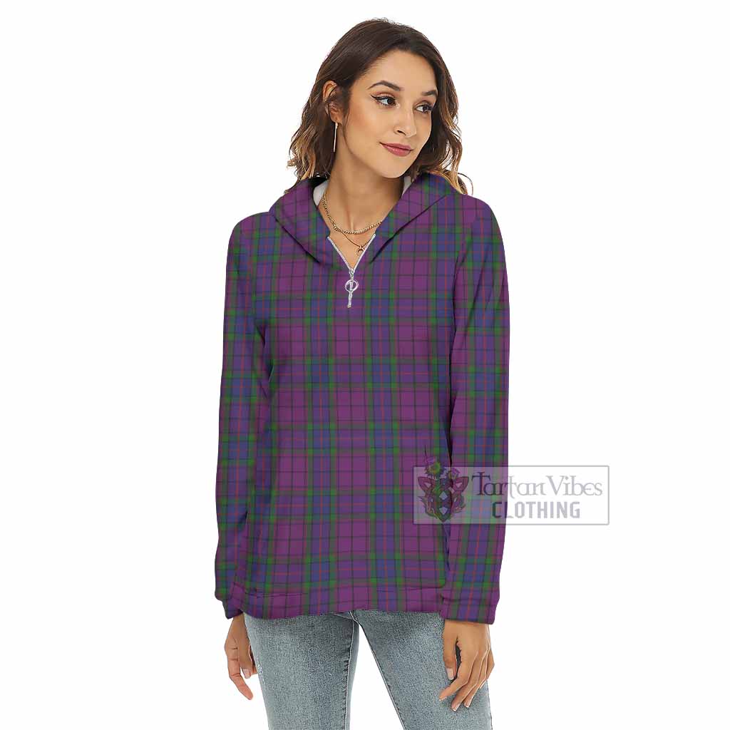 Tartan Vibes Clothing Wardlaw Tartan Women's Borg  Half Zip Fleece Hoodie