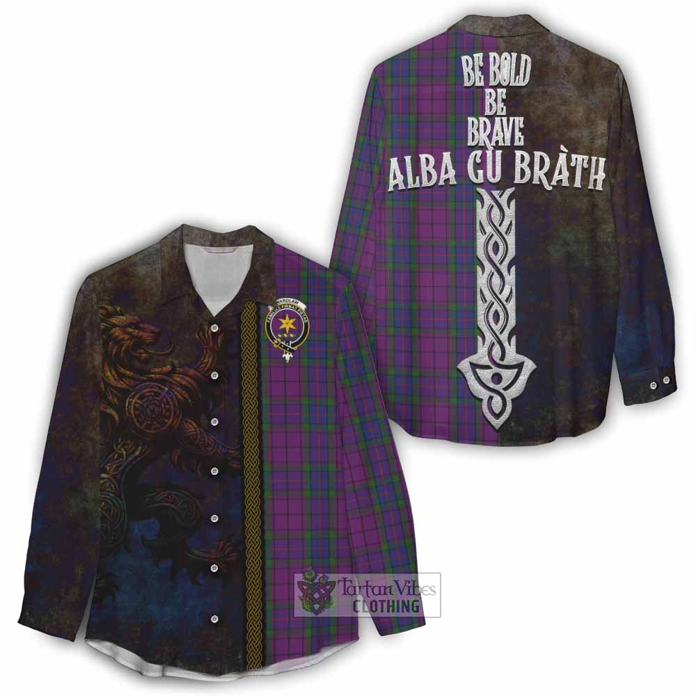 Tartan Vibes Clothing Wardlaw Tartan Family Crest Women's Casual Shirt Alba Gu Brath Be Brave Lion Ancient Style