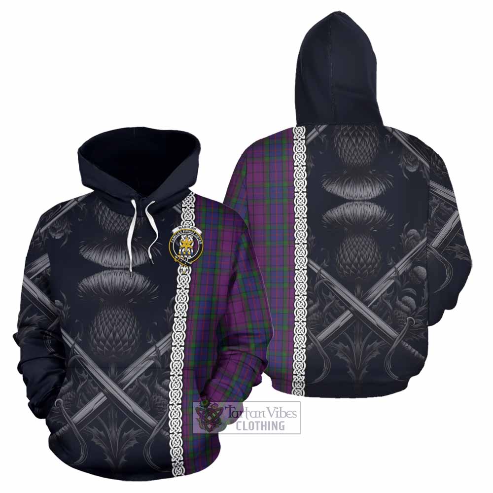Tartan Vibes Clothing Wardlaw Tartan Hoodie with Family Crest Cross Sword Thistle Celtic Vibes
