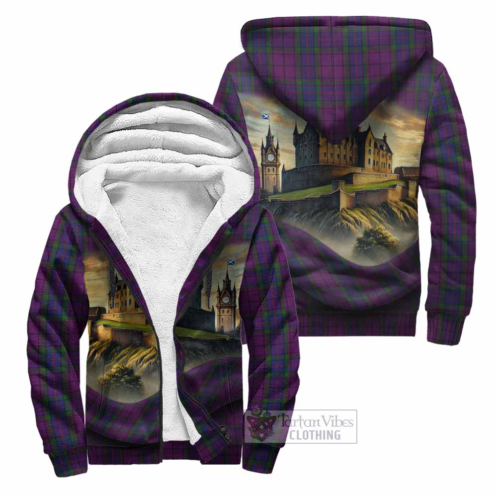 Tartan Vibes Clothing Wardlaw Tartan Family Crest Sherpa Hoodie with Scottish Ancient Castle Style