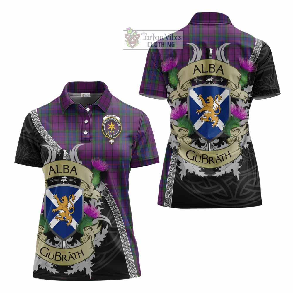 Tartan Vibes Clothing Wardlaw Tartan Family Crest Women's Polo Shirt Lion Rampant Royal Thistle Shield Celtic Inspired