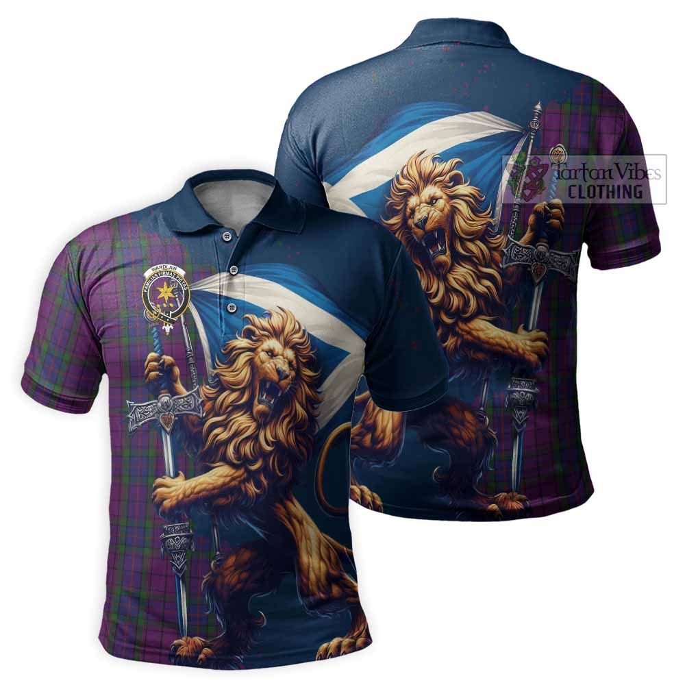 Wardlaw Tartan Family Crest Men's Polo Shirt with Scottish Majestic Lion - Tartan Vibes Clothing