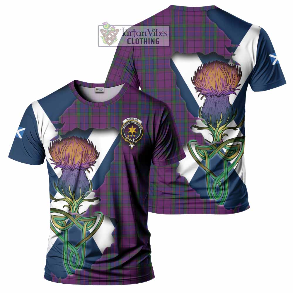 Tartan Vibes Clothing Wardlaw Tartan Family Crest T-Shirt Scottish Thistle Celtic Inspired