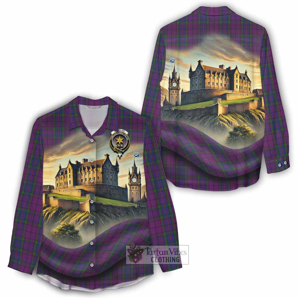 Tartan Vibes Clothing Wardlaw Tartan Family Crest Women's Casual Shirt with Scottish Ancient Castle Style