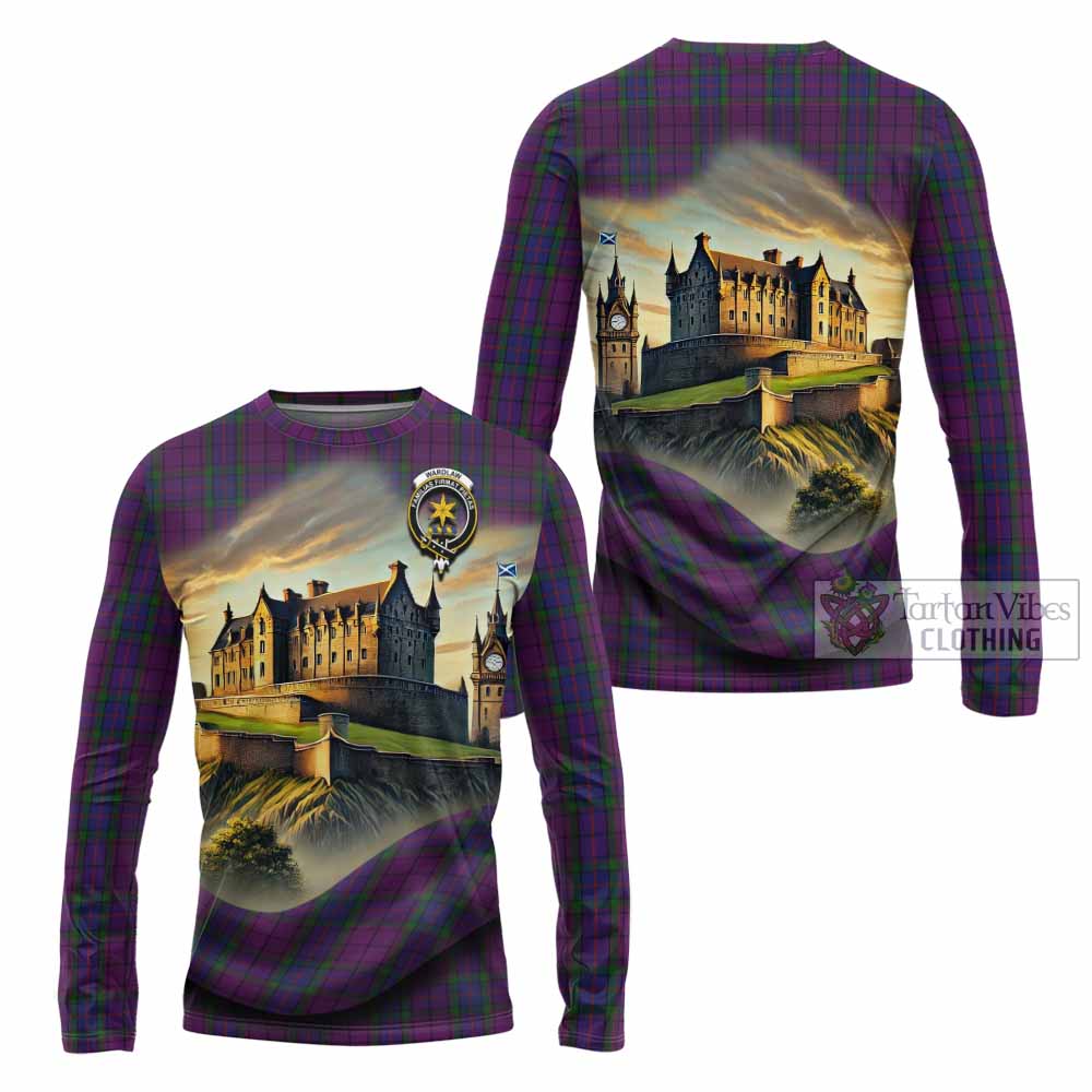 Tartan Vibes Clothing Wardlaw Tartan Family Crest Long Sleeve T-Shirt with Scottish Ancient Castle Style
