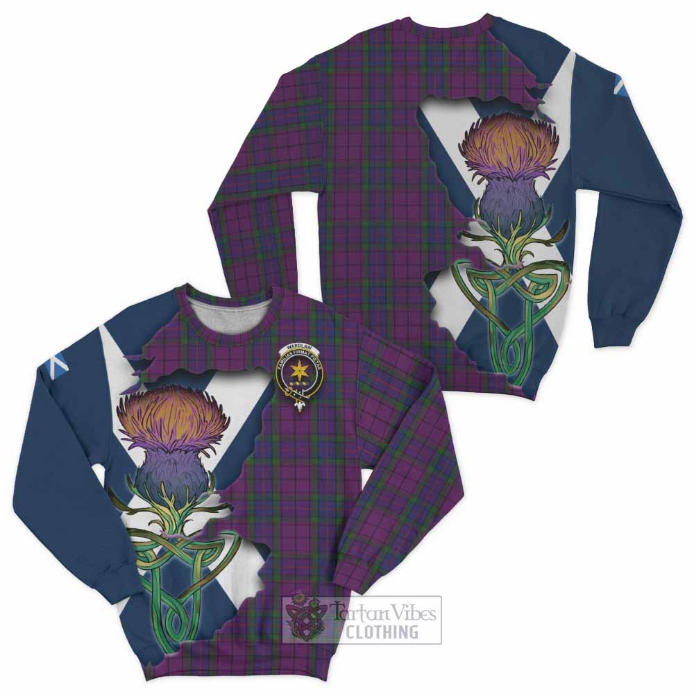 Tartan Vibes Clothing Wardlaw Tartan Family Crest Sweatshirt Scottish Thistle Celtic Inspired