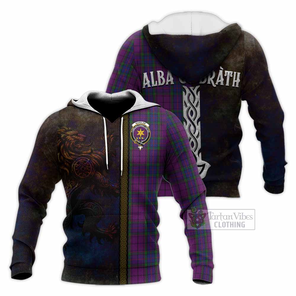 Tartan Vibes Clothing Wardlaw Tartan Family Crest Knitted Hoodie Alba Gu Brath Be Brave Lion Ancient Style