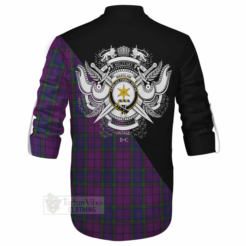 Tartan Vibes Clothing Wardlaw Tartan Ghillie Kilt Shirt with Family Crest and Military Logo Style