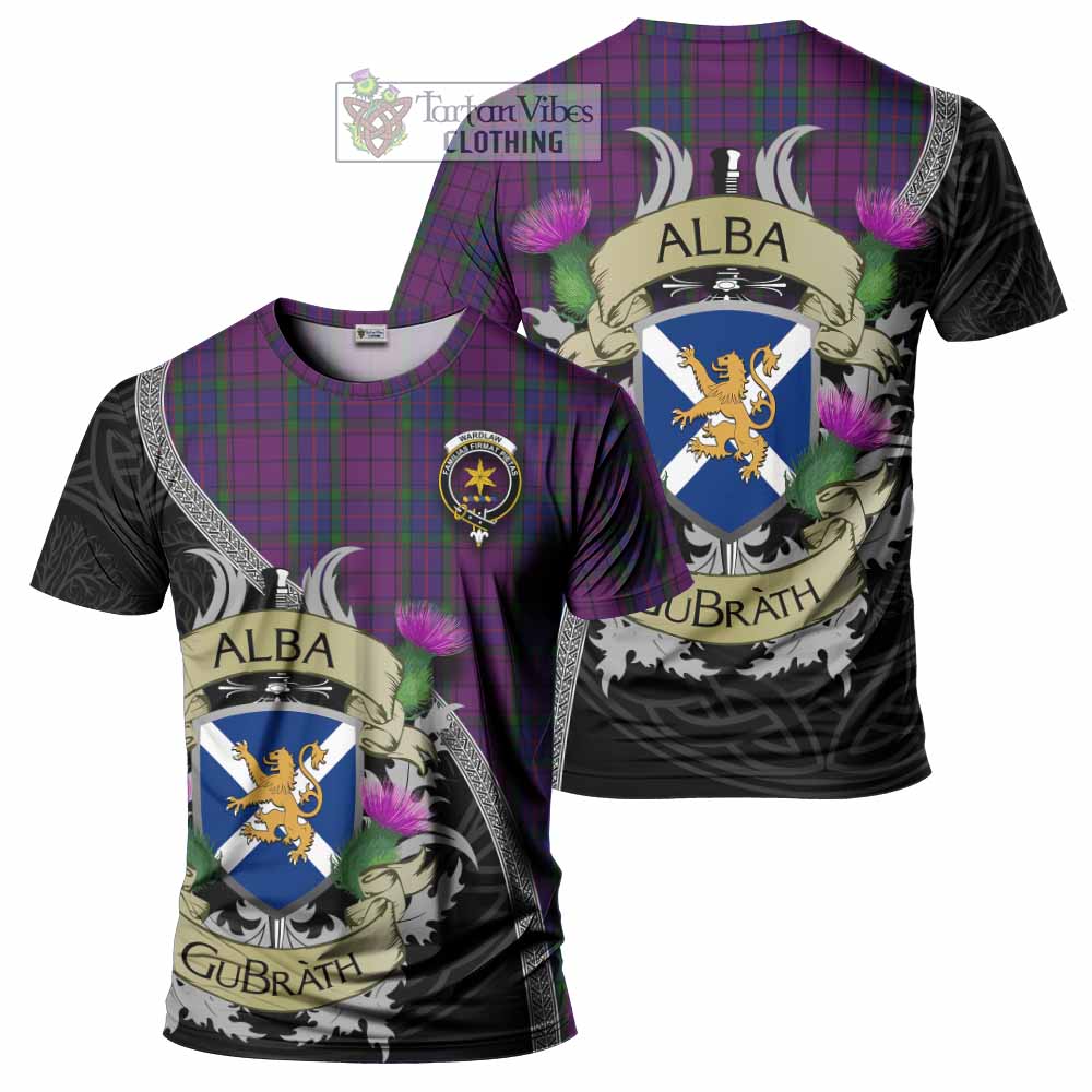 Tartan Vibes Clothing Wardlaw Tartan Family Crest T-Shirt Lion Rampant Royal Thistle Shield Celtic Inspired
