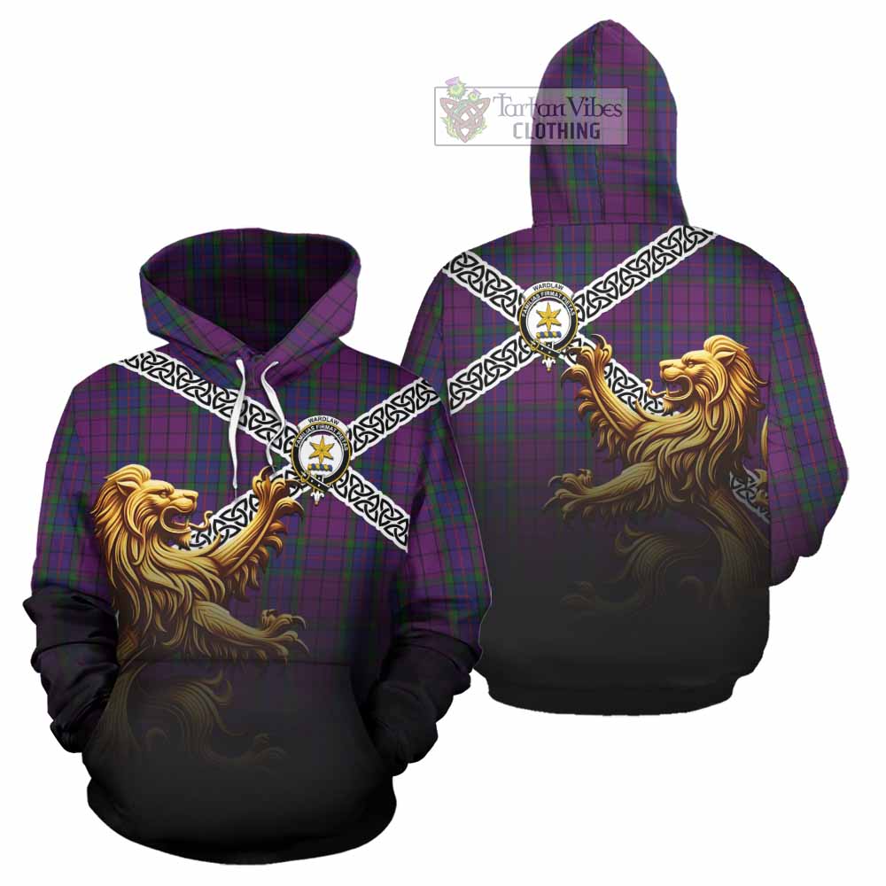 Tartan Vibes Clothing Wardlaw Crest Tartan Hoodie with Golden Lion Emblem Celtic Style