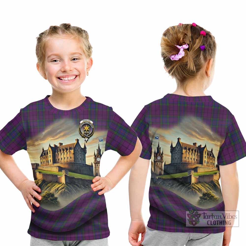 Tartan Vibes Clothing Wardlaw Tartan Family Crest Kid T-Shirt with Scottish Ancient Castle Style