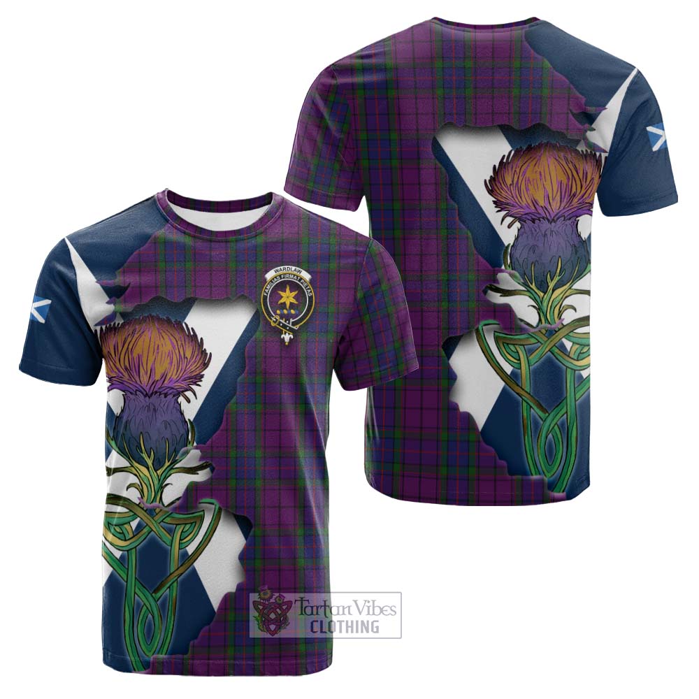 Tartan Vibes Clothing Wardlaw Tartan Family Crest Cotton T-shirt Scottish Thistle Celtic Inspired