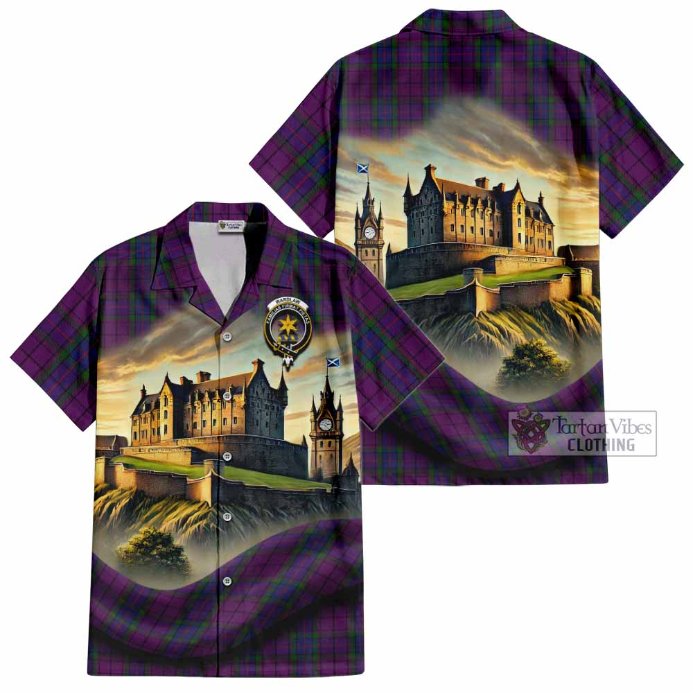 Tartan Vibes Clothing Wardlaw Tartan Family Crest Short Sleeve Button Shirt with Scottish Ancient Castle Style