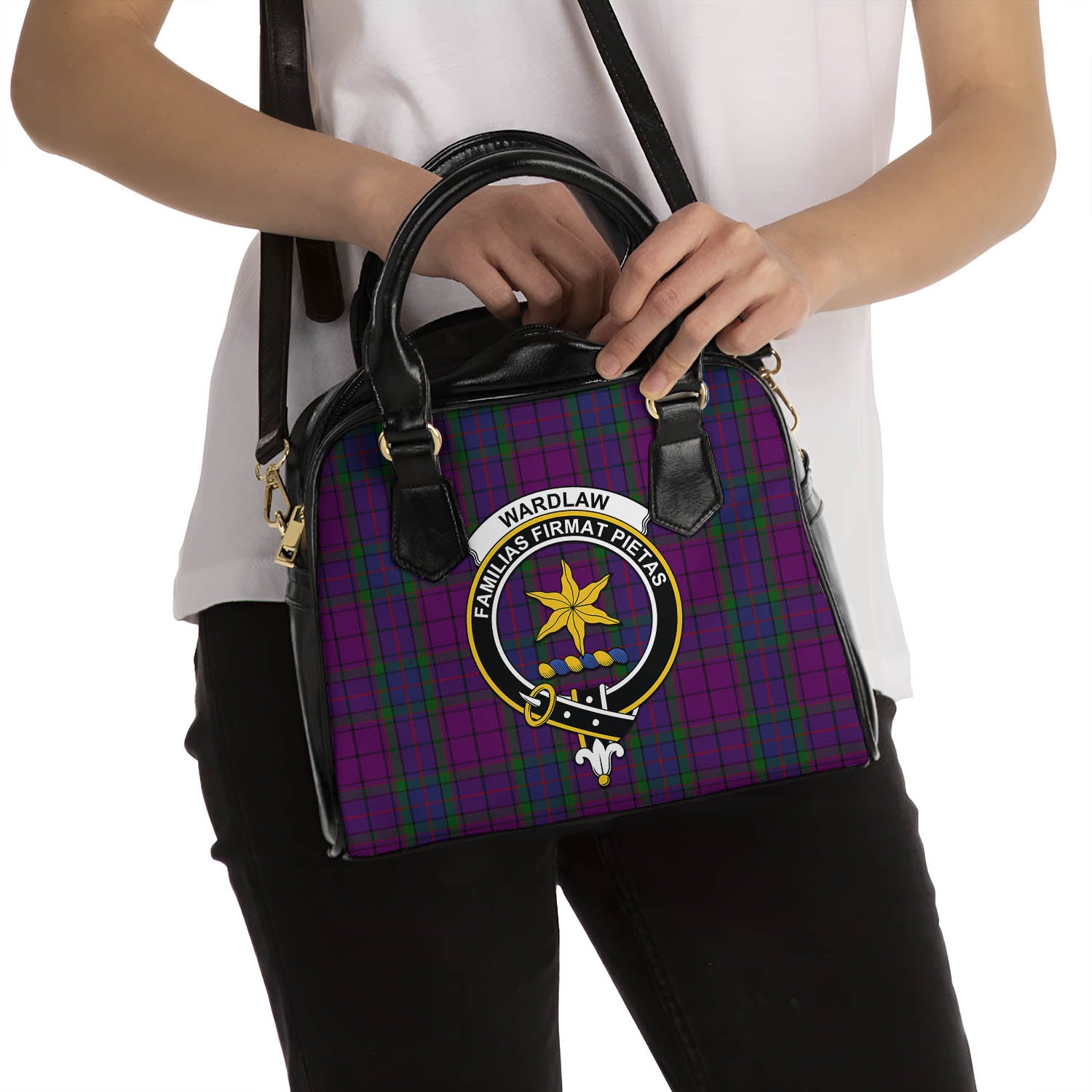 Wardlaw Tartan Shoulder Handbags with Family Crest - Tartanvibesclothing
